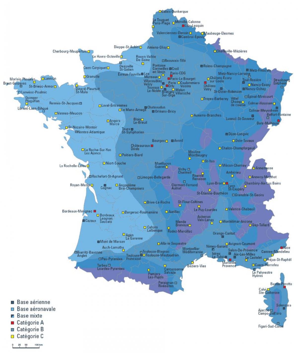 Карта аэропортов Франции