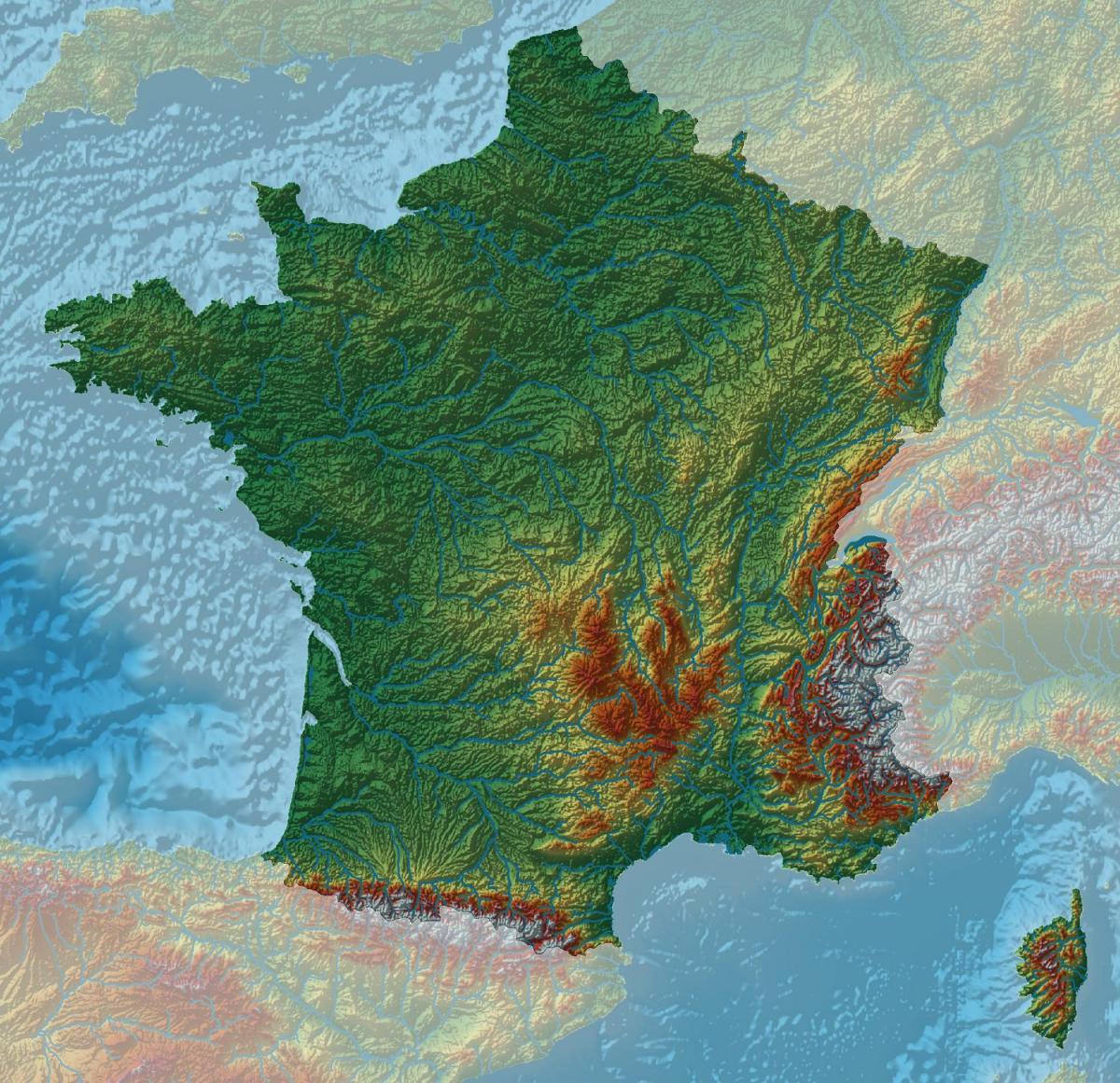 карта высот Франции