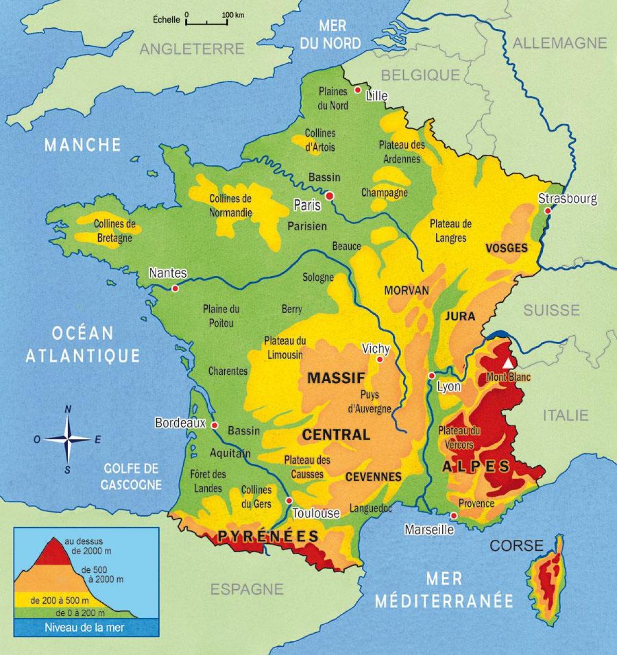 Горы во Франции карта