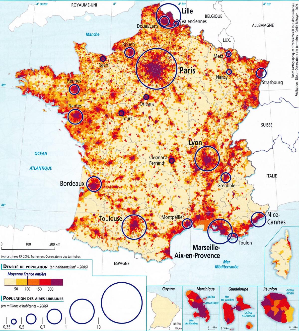 карта плотности Франции