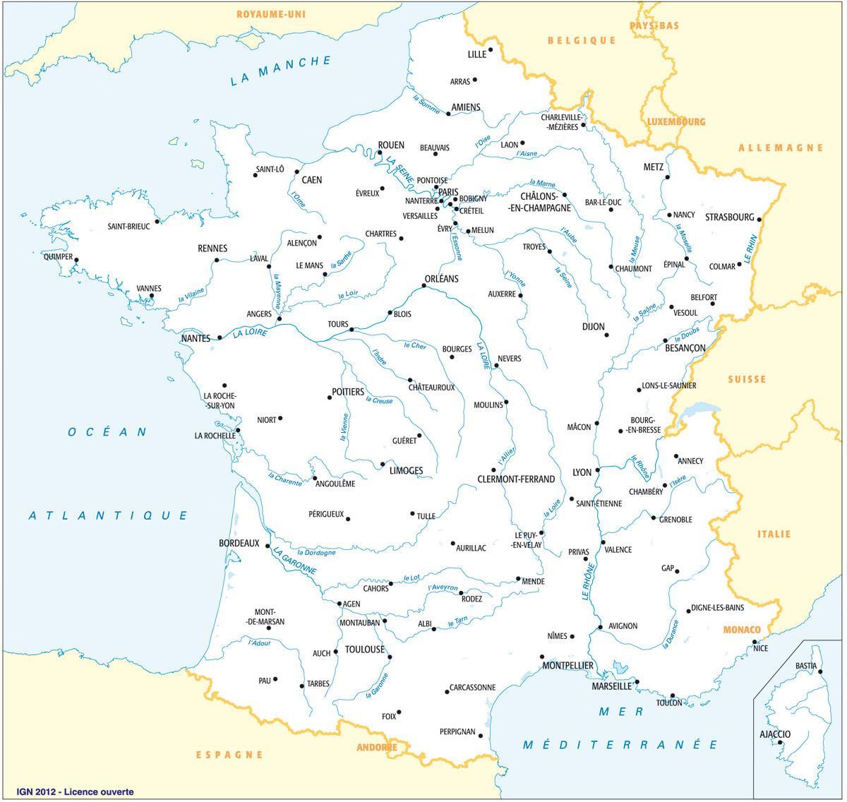 Реки во Франции карта
