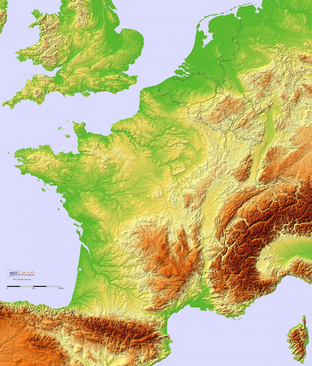Топографическая карта Франции