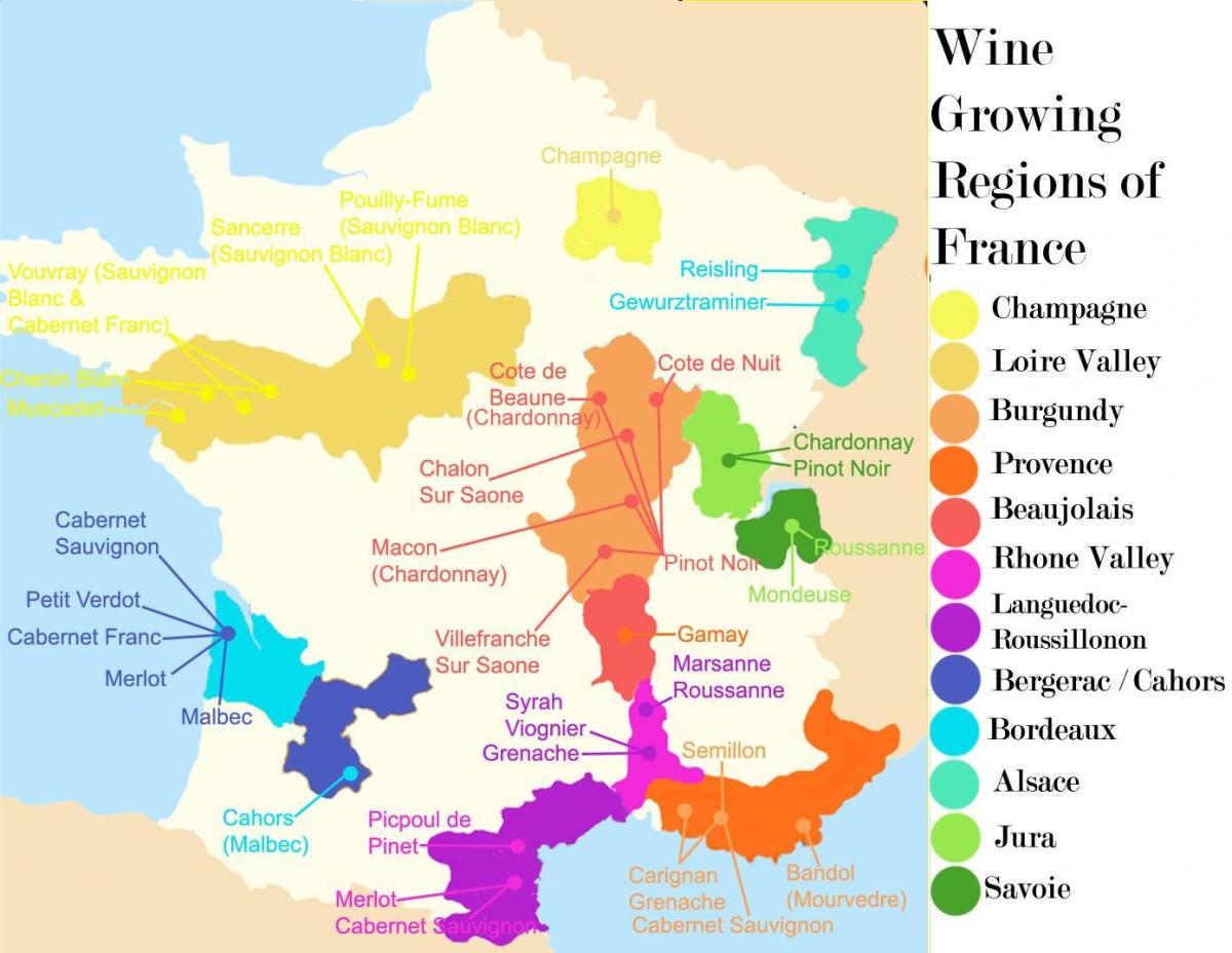 карта виноградников Франции