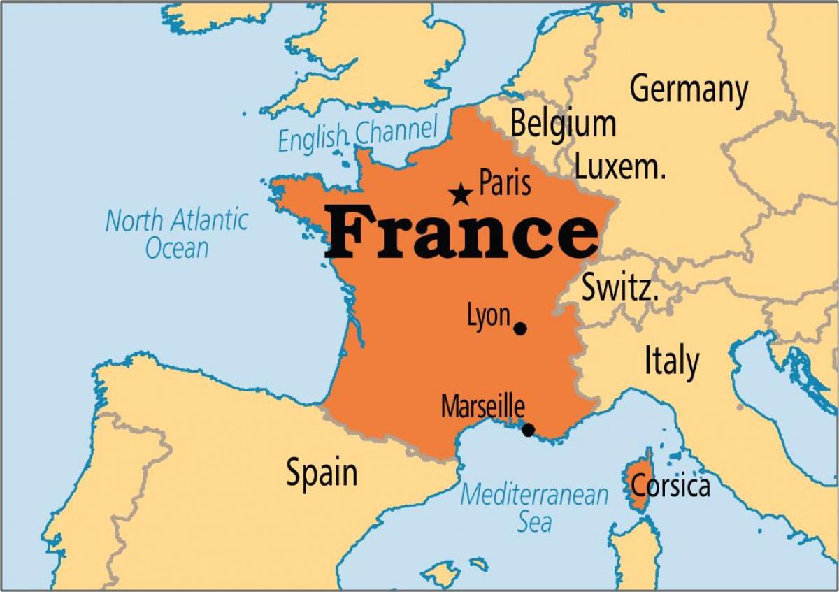 Карта Франции и приграничных стран